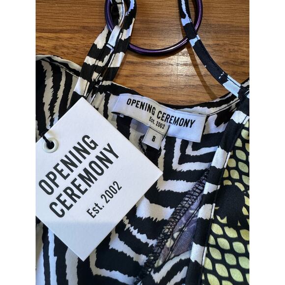 OPENING CEREMONY Sleeveless Floral Zebra Silk Dress size 8 / M - Picture 11 of 13